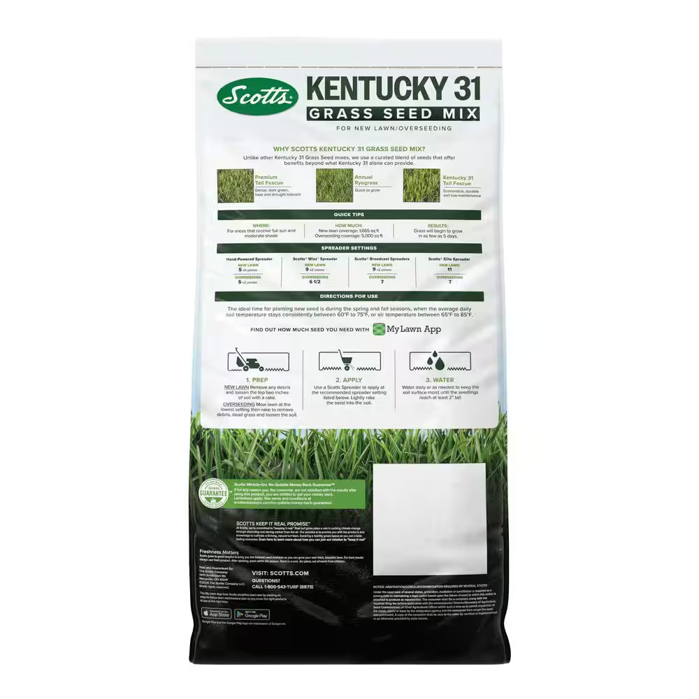 Kentucky 31 Grass Seed Mix 20 Lbs. for New Lawns or Overseeding