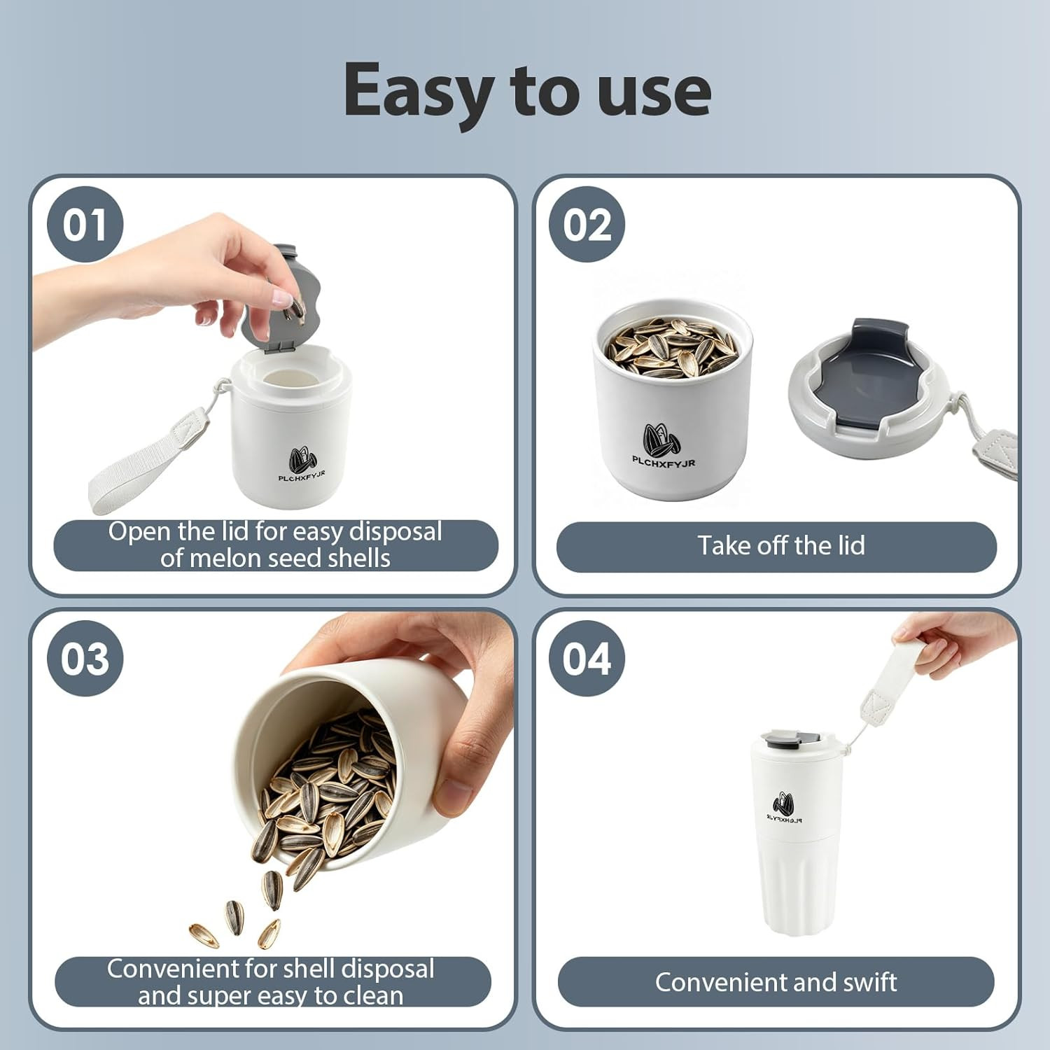 Portable Sunflower Seed Cup with Seed Organizer and Shell Storage, Seed Snack Sp