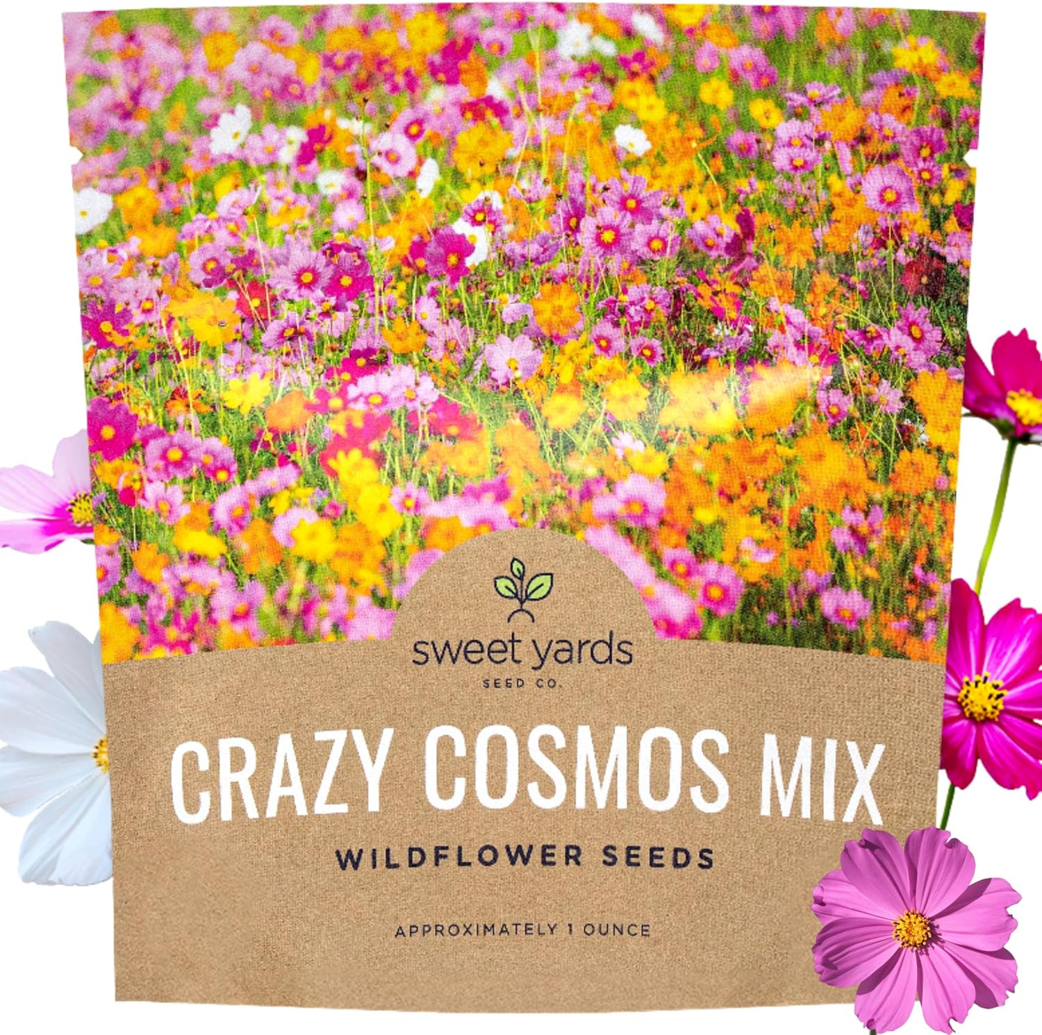 Cosmos Seeds Wildflower Mixture – Bulk 1 Ounce Packet – Over 5,000 Seeds – Pink,