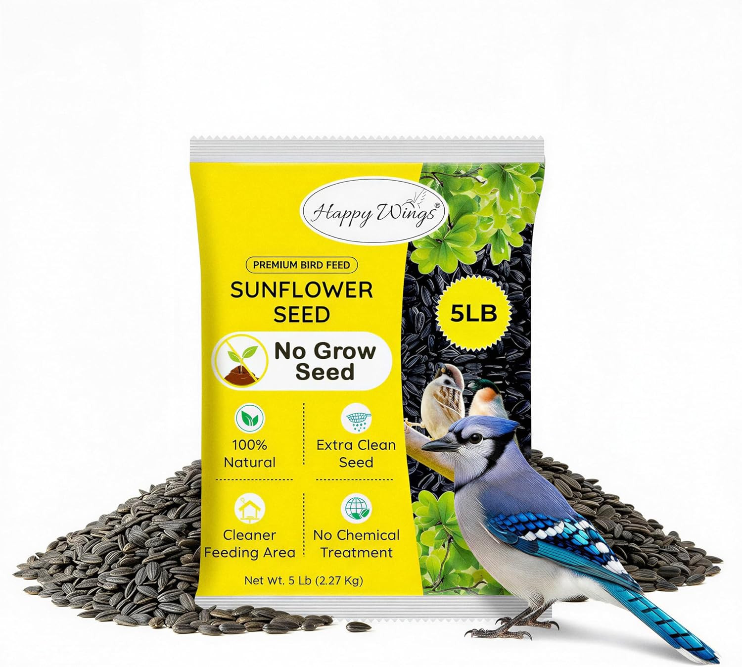 Black Oil Sunflower Seeds – 5 Lb Wild Bird Food for Cardinals, Finches & Chickad