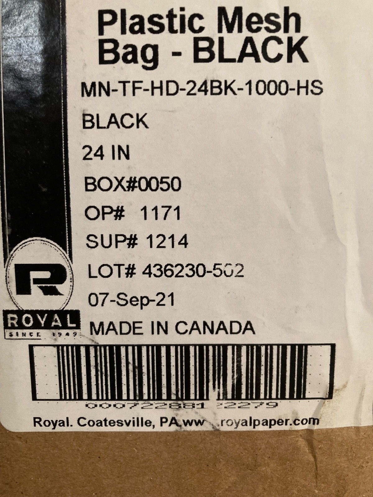 2 New Polymesh Produce Bags, 24” long, Black
