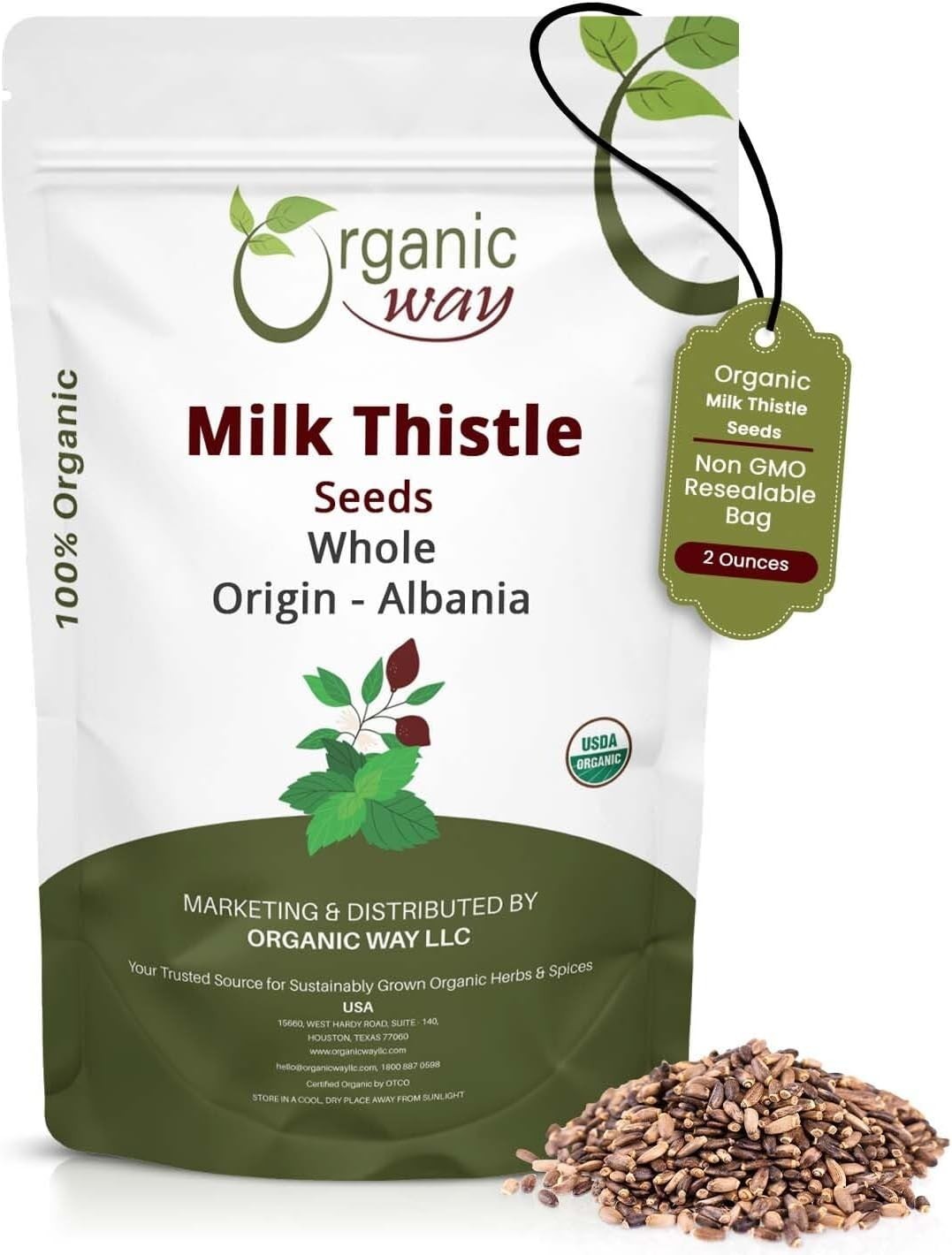 Kosher Certified Milk Thistle Seeds – Organic & Gluten-Free – 2 Oz