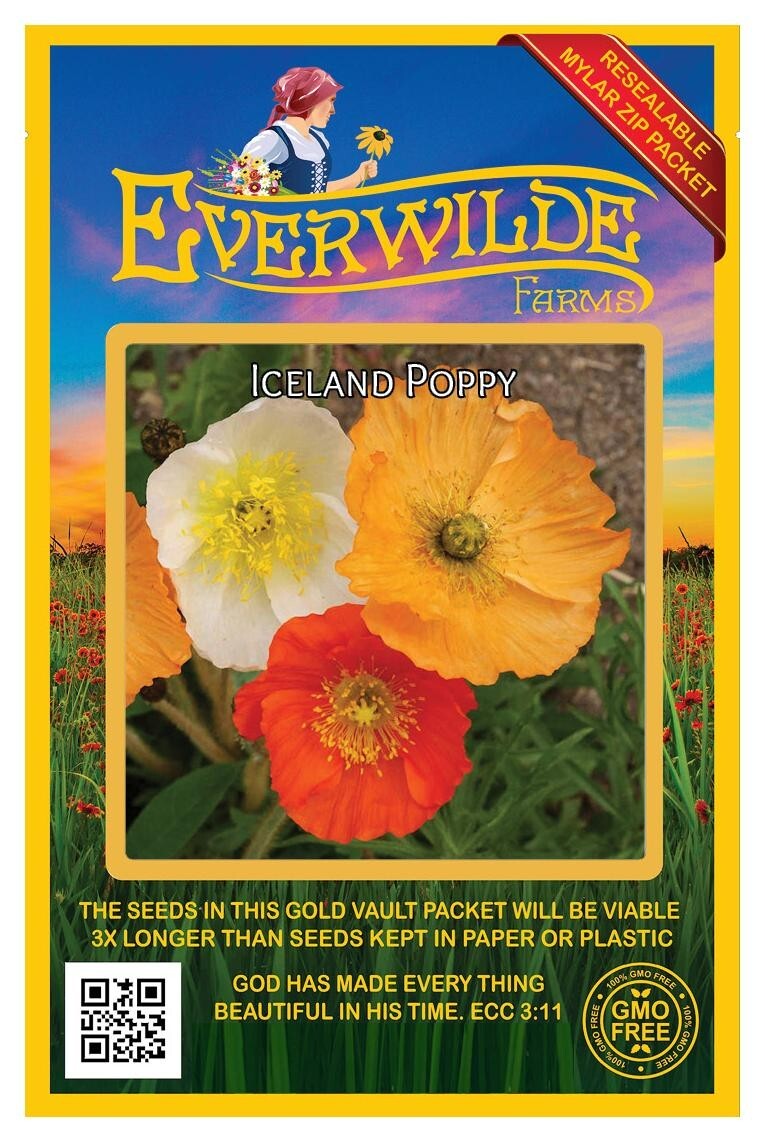 1 Oz Iceland Poppy Wildflower Seeds – Everwilde Farms Mylar Seed Packet