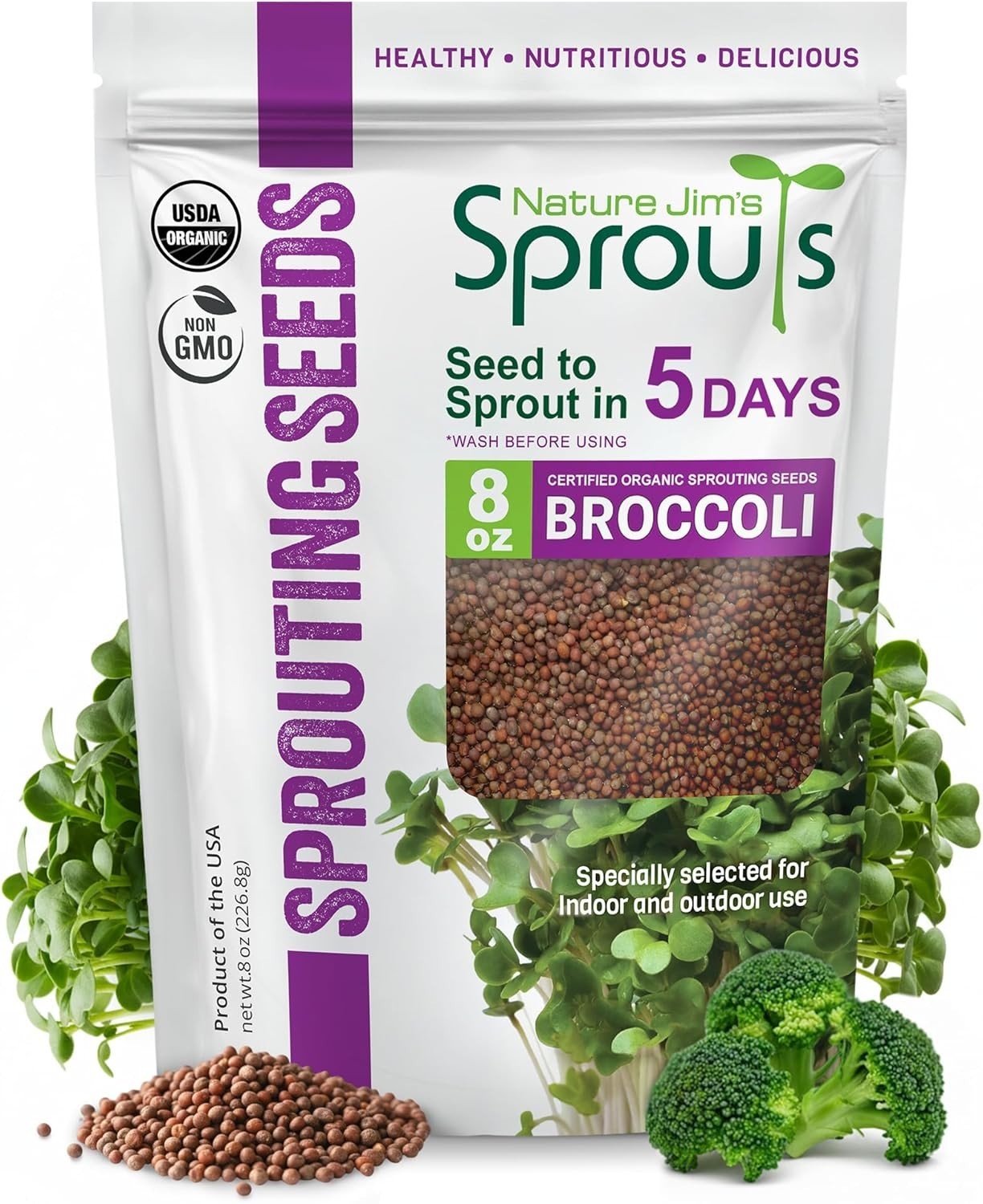 Nature Jim’s Organic Broccoli Sprouting Seeds – Non-GMO, Rich in Sulforaphane…