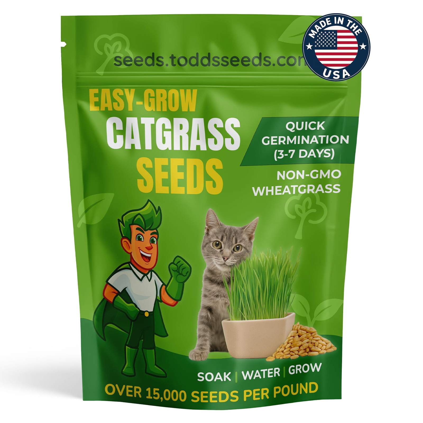 Cat Grass Seeds 1 Lb Bulk Wheatgrass for Indoor Pets Hairball Digestive Aid Non