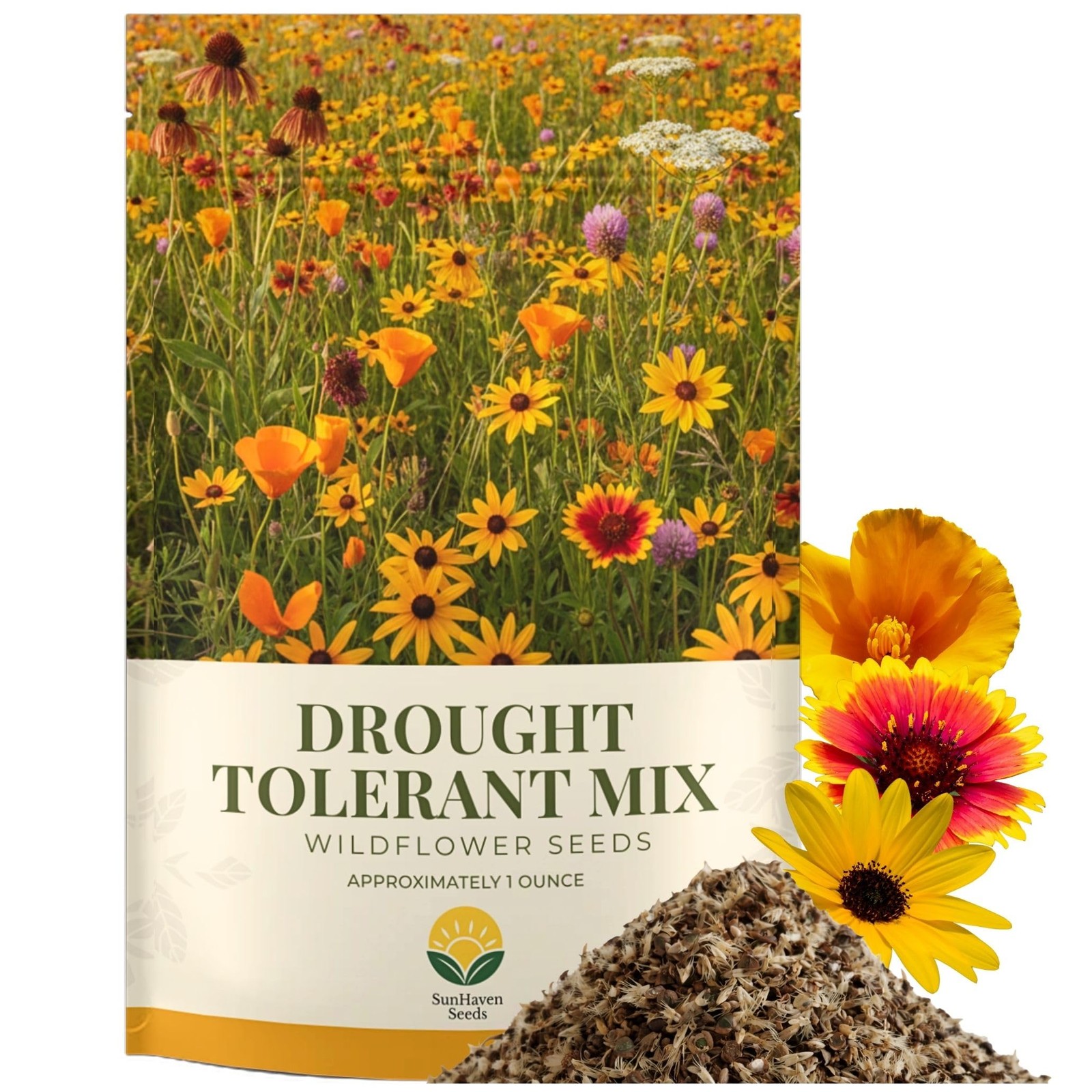 Drought Tolerant Wildflower Mix – 20,000+ NonGMO Seeds for Dry Climates