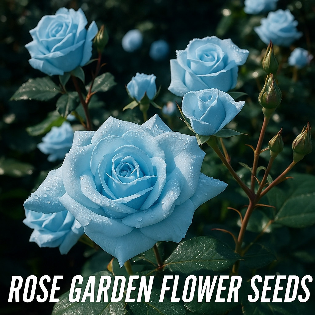 20 Light Blue Rose Seeds – Rare Garden Elegance for Serene Blooms