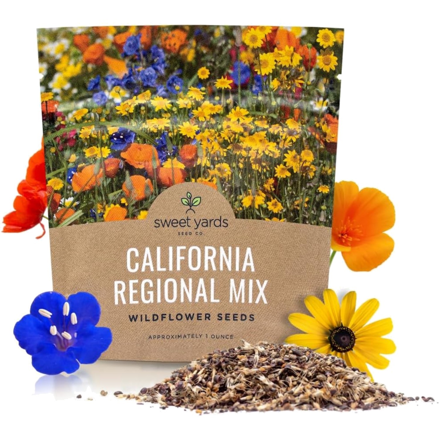 Adaptable California Wildflower Mix – 7,000 Seeds in 1 Ounce for Stunning Blooms