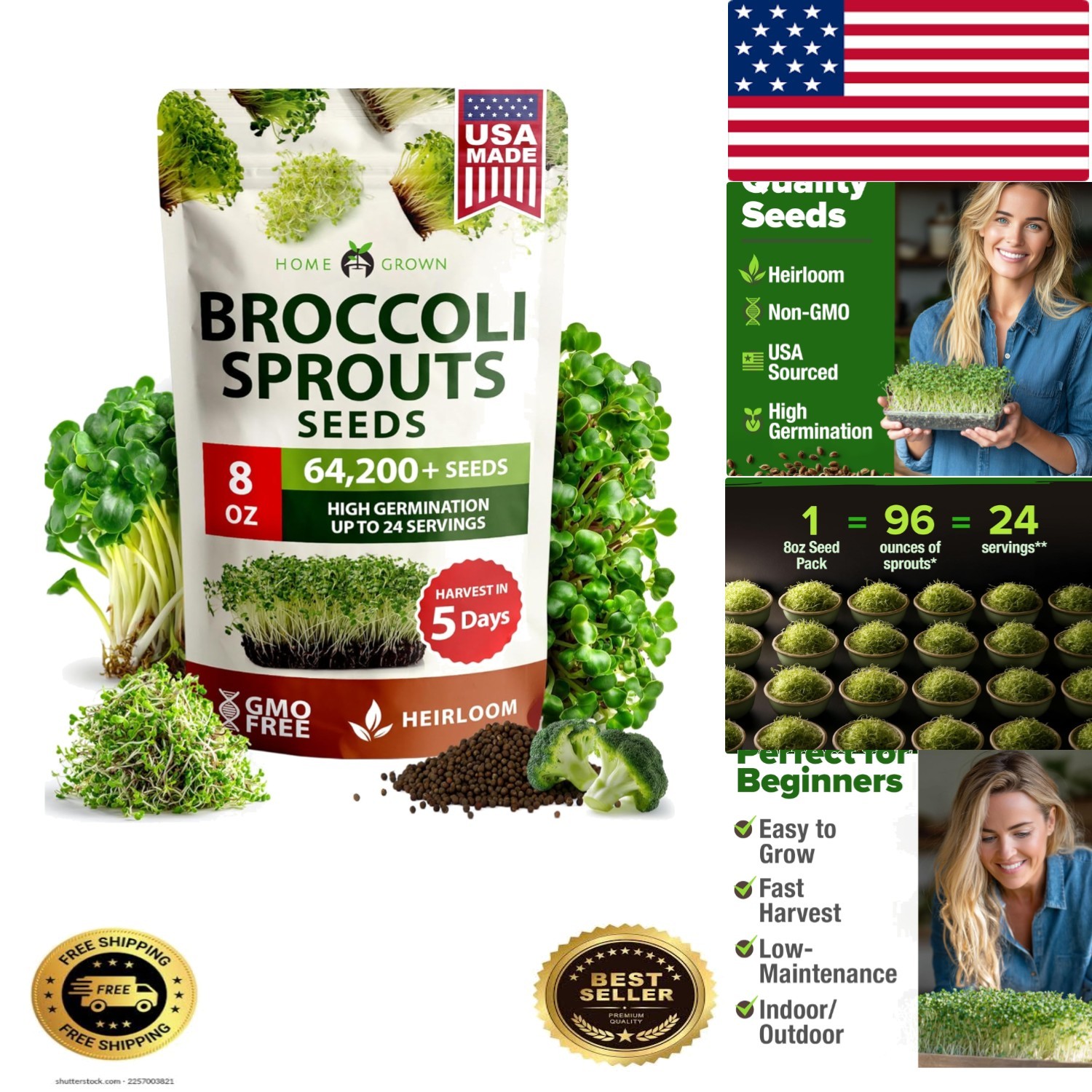 Broccoli Seeds 8 oz Bulk Heirloom Non-GMO, High Germination, Sulforaphane Ric…