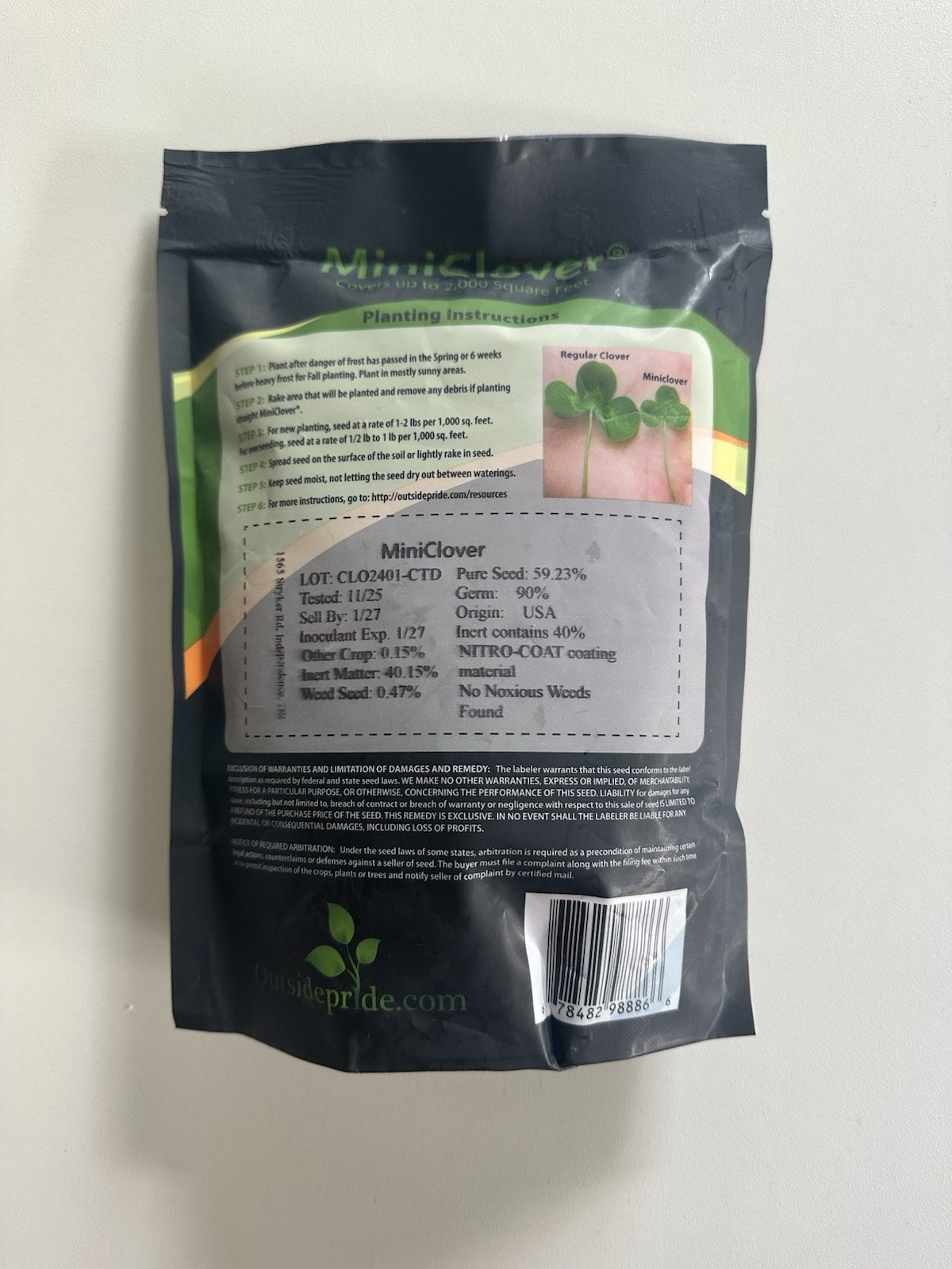 Outsidepride MiniClover Lawn Grass Seeds 1 LB Erosion Control Ground Cover