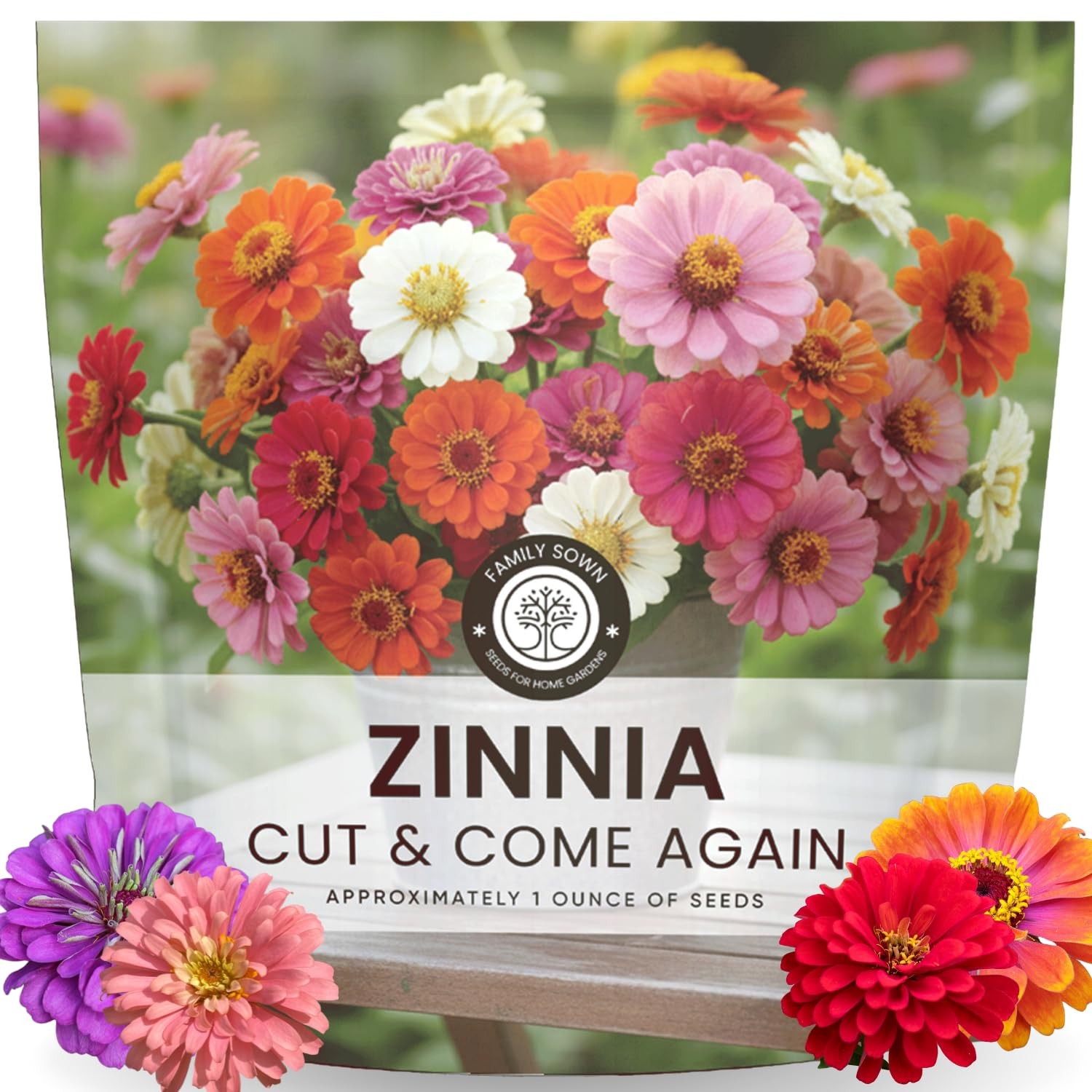 Zinnia ‘Cut and Come Again’ – 4,000 Seeds for Planting – 1 Ounce Pouch