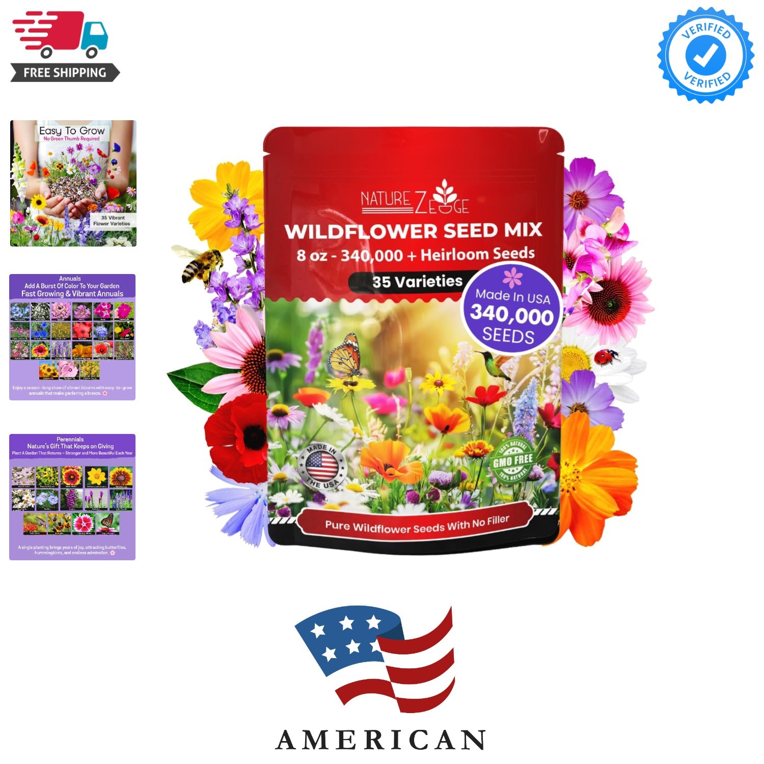 Wildflower Seeds, 1/2 lb, 340,000 Seed, 35 Variety Perennial & Annual Flower …