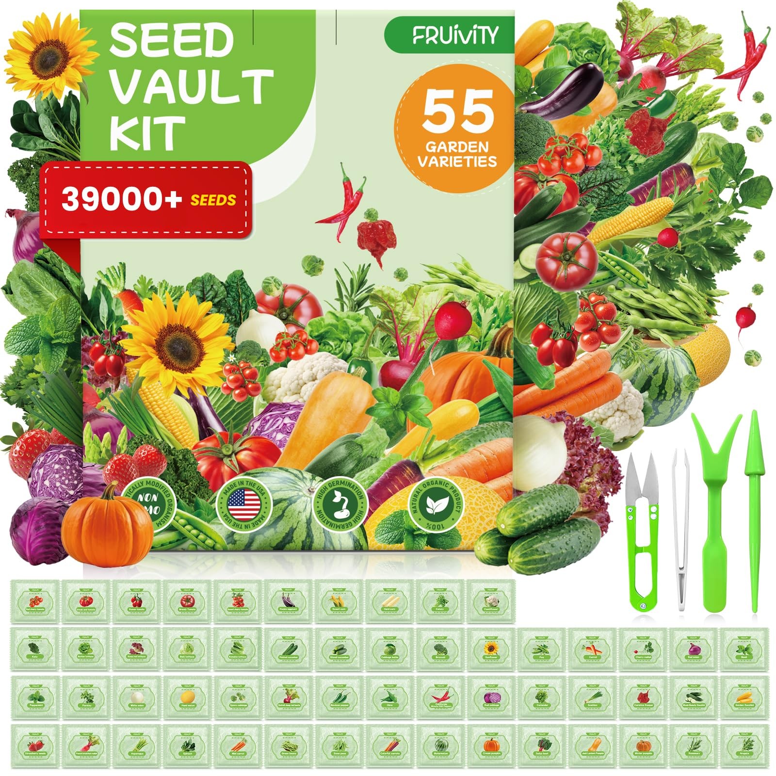 Vegetable Seeds 55 PCS Heirloom Non-GMO Garden Seeds for Outdoor Planting Gift