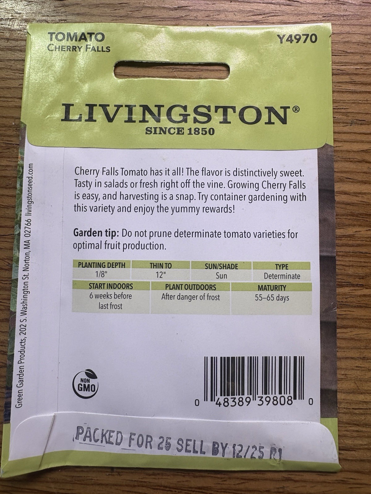 5 PACK BUNDLE Livingston Seed Company Tomato Cherry Falls Non-GMO Seeds