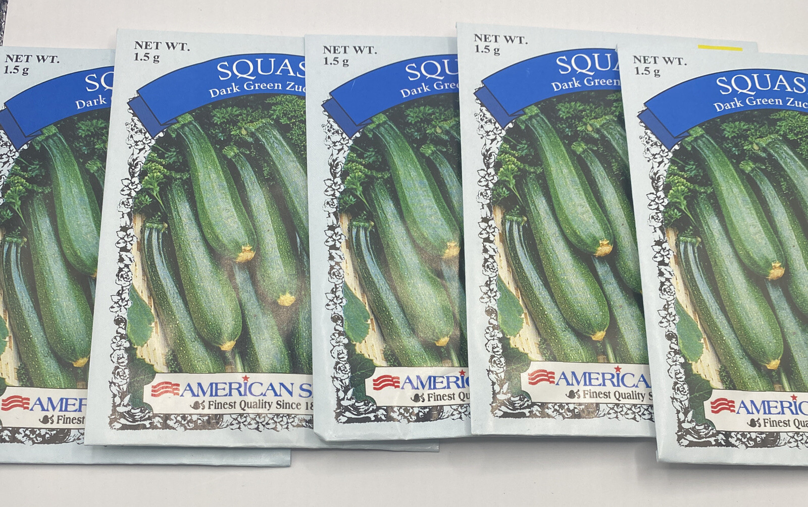 Zucchini Seeds, dark green Squash, veggie garden packed for 2022 lot of 5