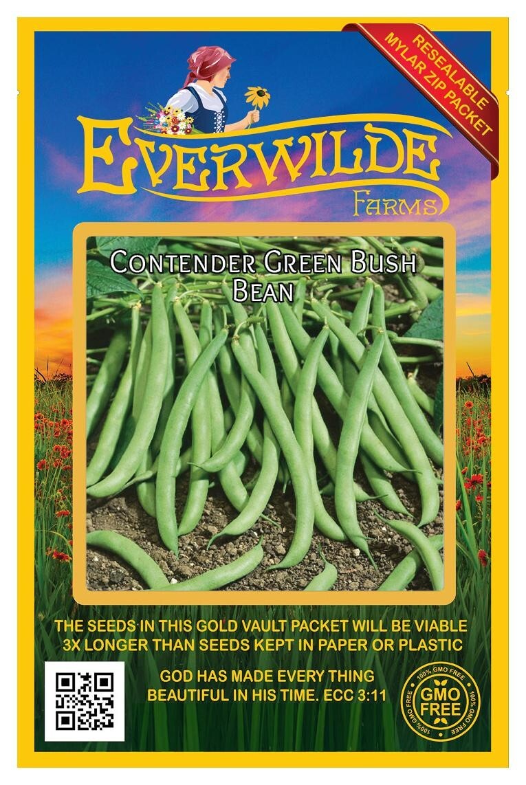 100 Contender Green Bush Bean Seeds – Everwilde Farms Mylar Seed Packet