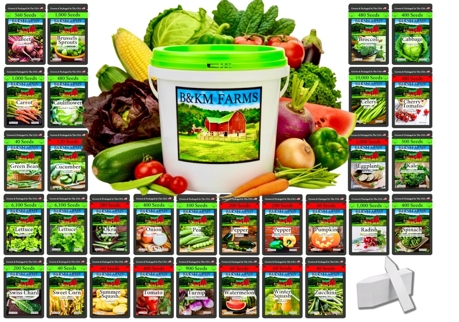 20,000+ Survival Seed Kit – 30 Non-GMO Heirloom Seeds for Home Garden, Weather-P
