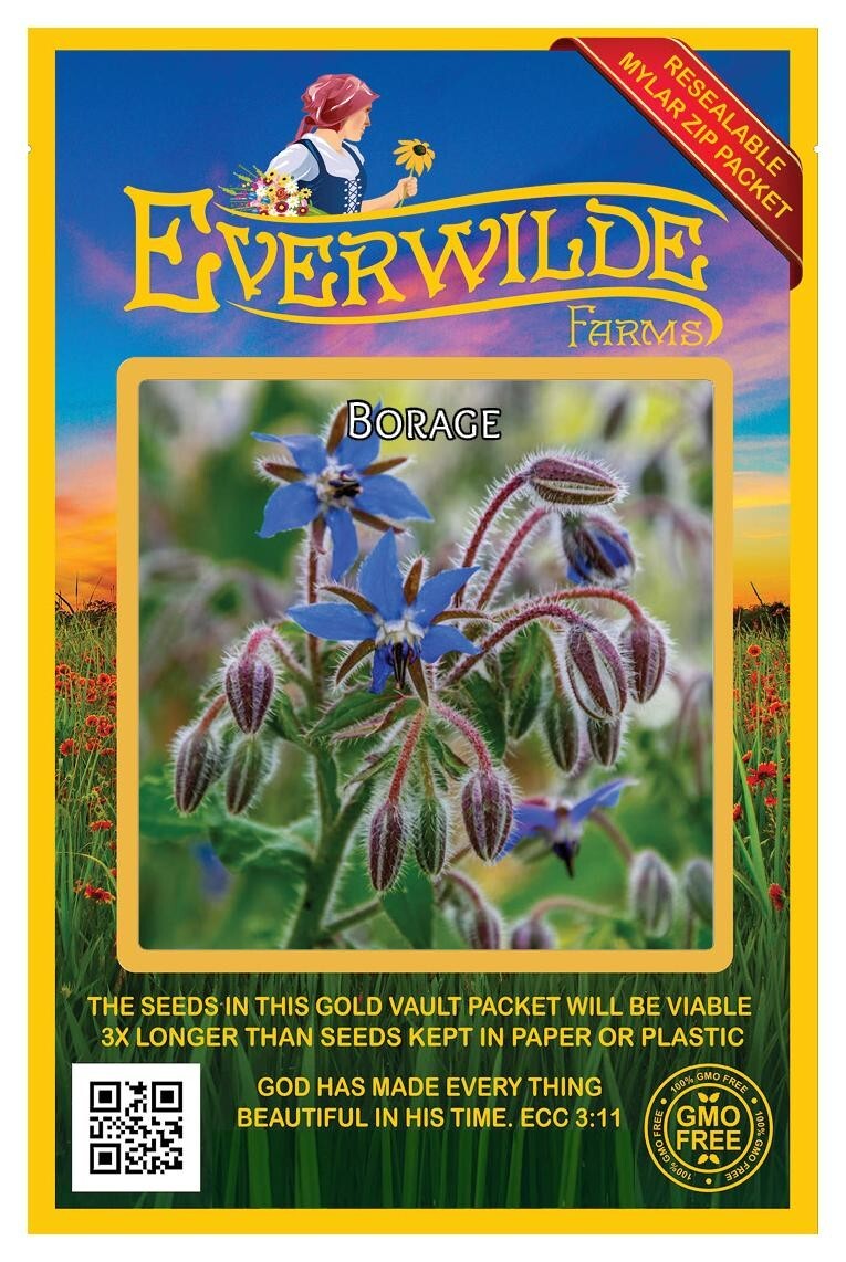 1 Oz Borage Herb Seeds – Everwilde Farms Mylar Seed Packet
