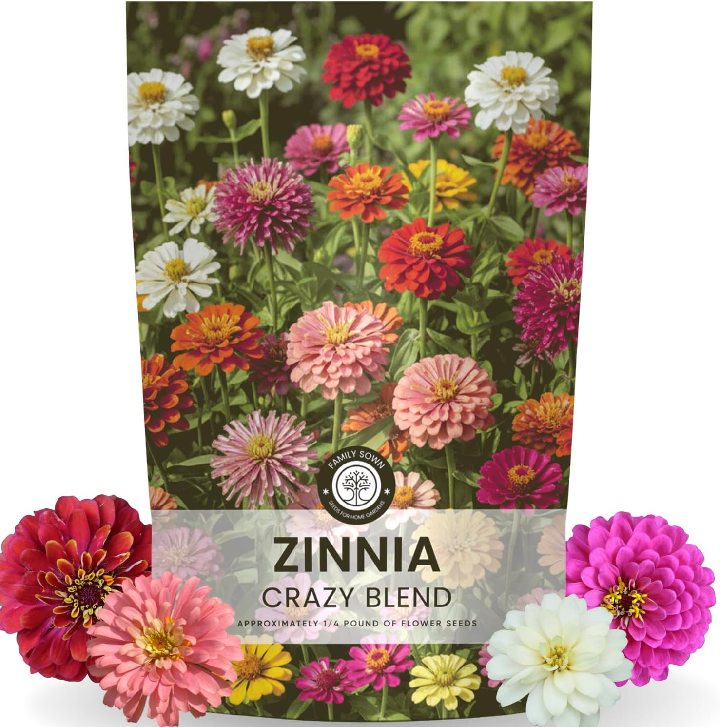 Zinnia Crazy Blend – 16,000 Seeds for Planting – 4 Ounce Pouch