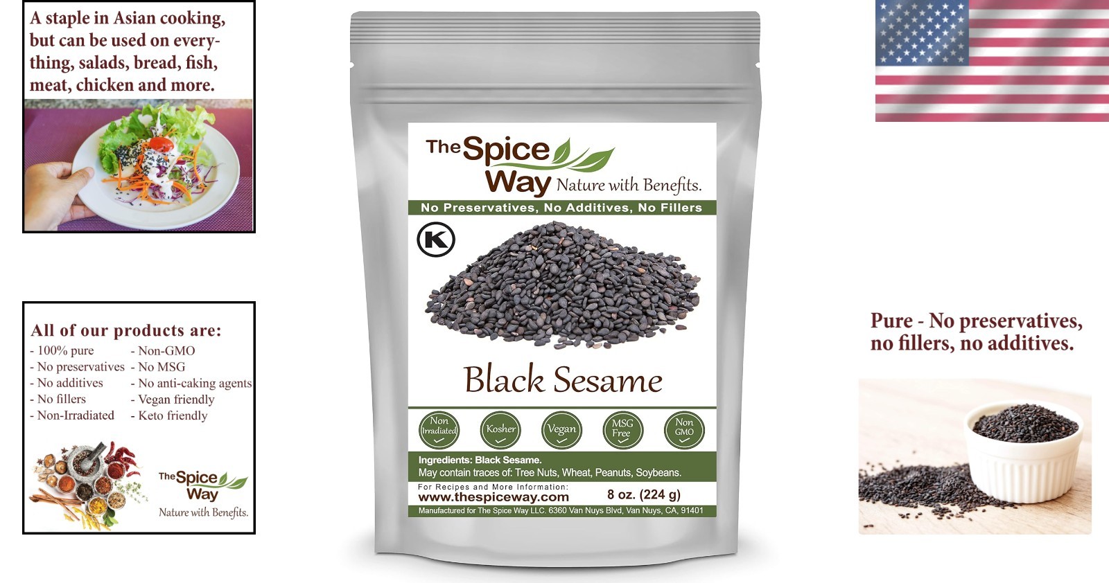 Pure Black Sesame Seeds – 8 oz, & Keto Friendly for Flavorful Meals