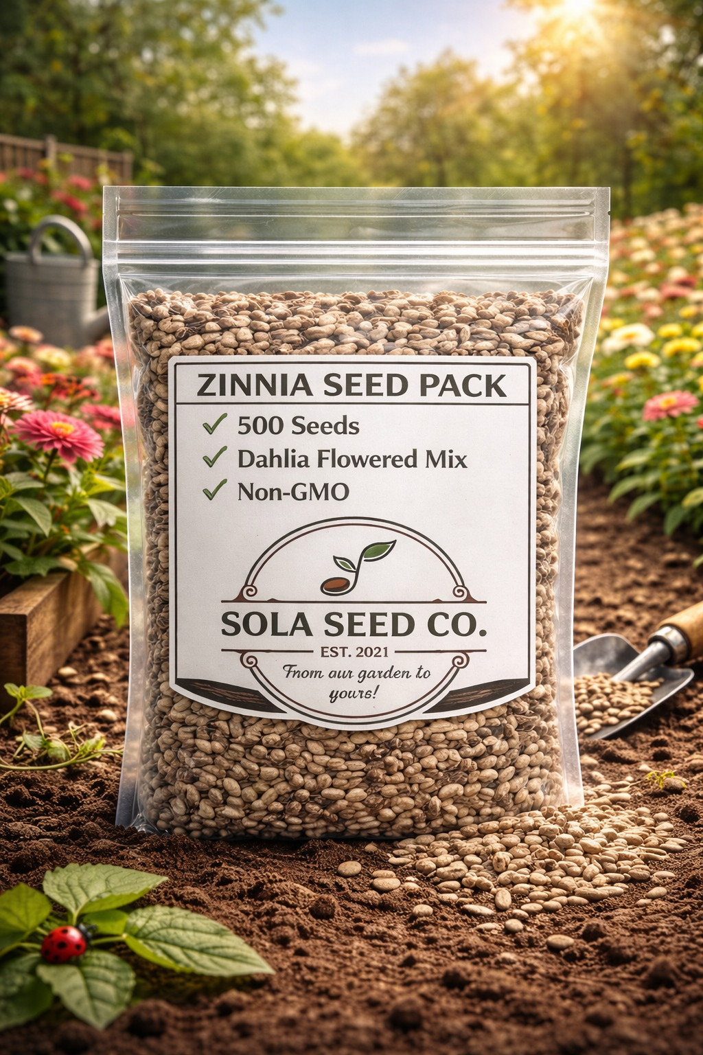 500 Dahlia-Flowered Zinnia Mix Seeds, Bulk Landscaper Pack, Heat Loving