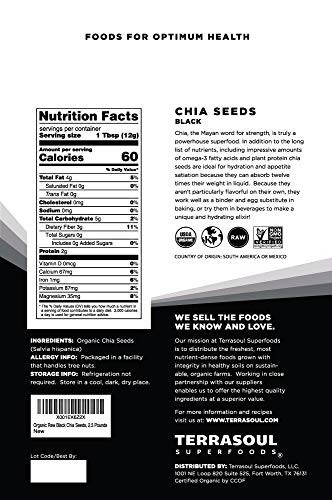 Organic Black Chia Seeds 2.5 lbs – Nutrient-Dense Superfood for Energy, Smoothie