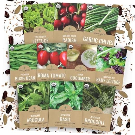 Organic Container Garden Seeds Variety Pack – 10 Individual Packs – 2026