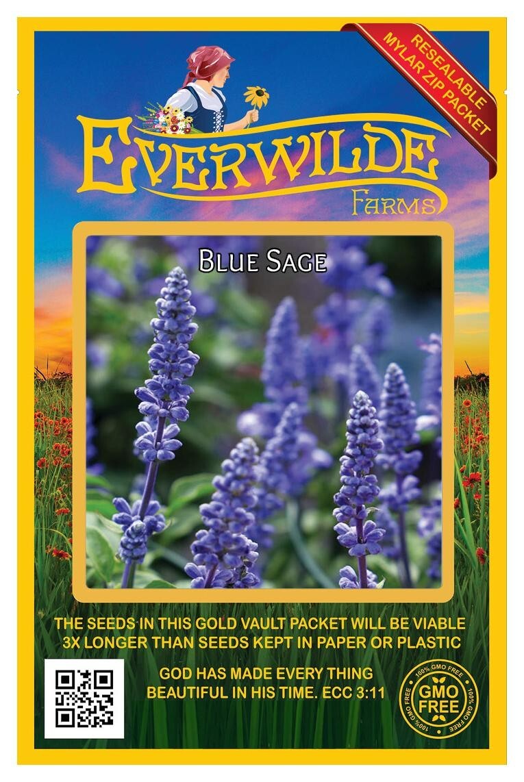 1000 Blue Sage Wildflower Seeds – Everwilde Farms Mylar Seed Packet