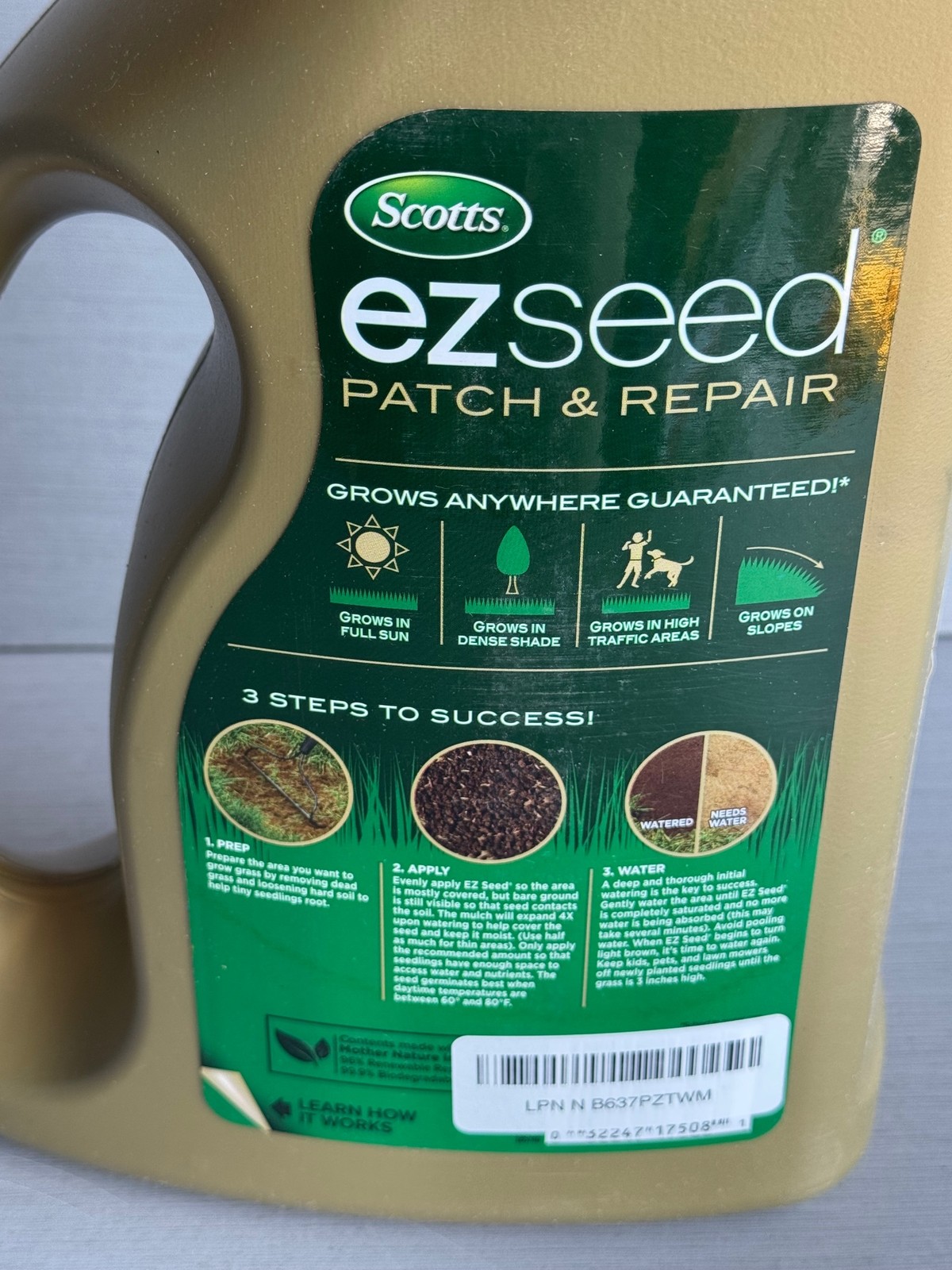 Scotts EZSeed Patch & Repair Sun And Shade Grass Seed Mulch Fertilizer 3.75lb