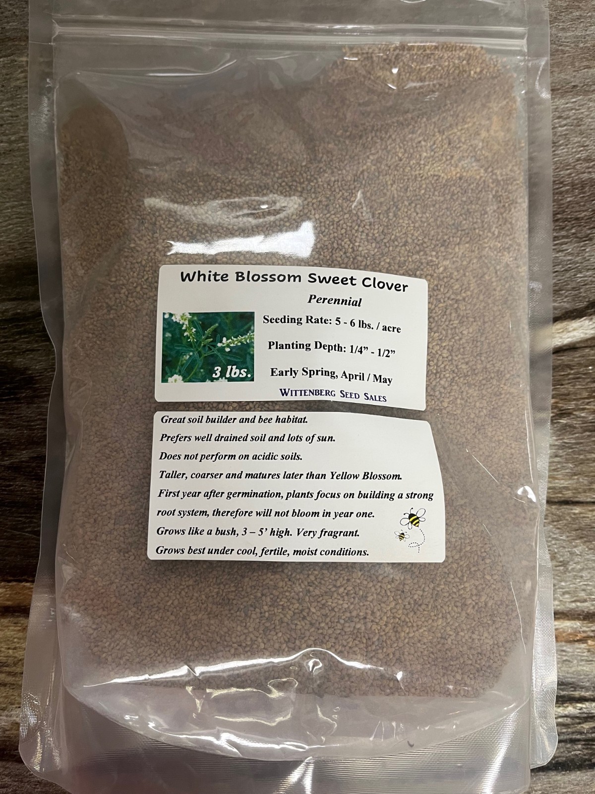 3 lbs White Blossom Sweet Clover – Deer food Plot / Wildlife Seed – Bee Habitat