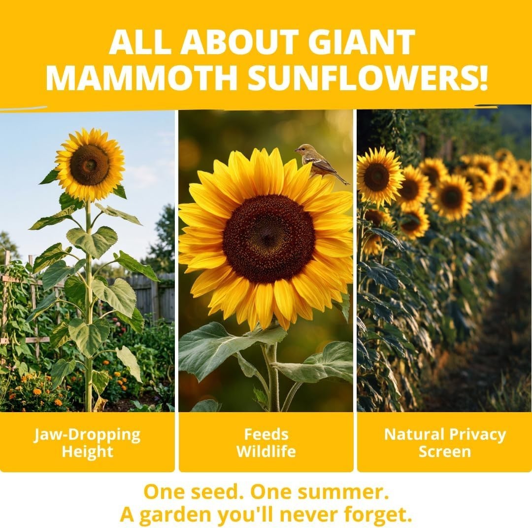 Giant Mammoth Sunflower Seeds 520+ Heirloom Non-GMO Pack for Planting Garden