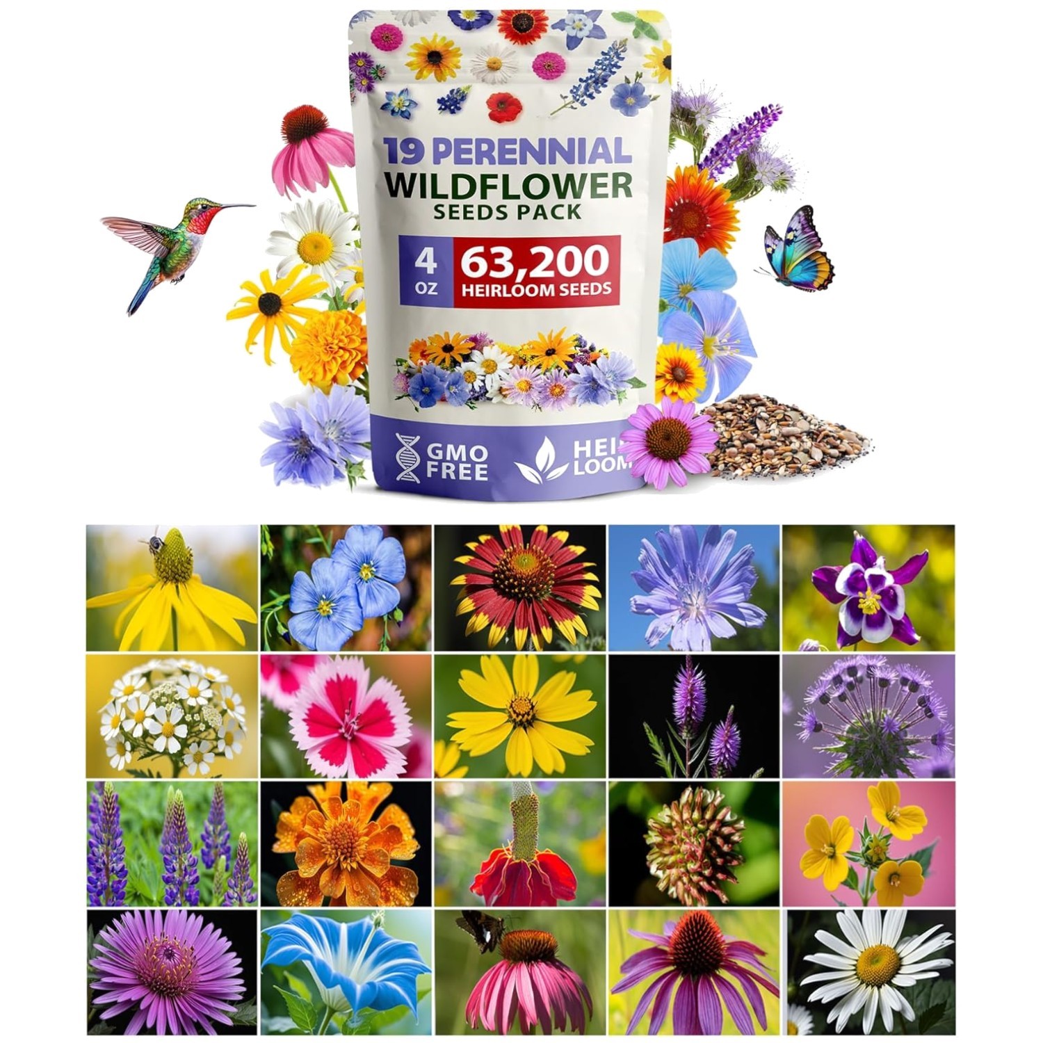 Diverse Colorful Wildflower Seed Collection