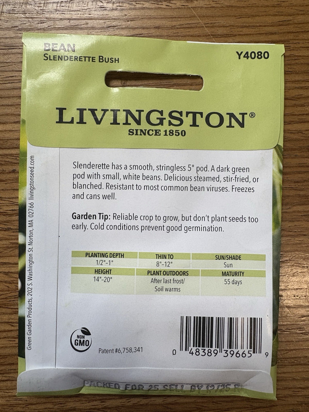 10 PACKS OF 10G Livingston Seeds Slenderette Bush Bean Non-GMO Vegetable Seeds