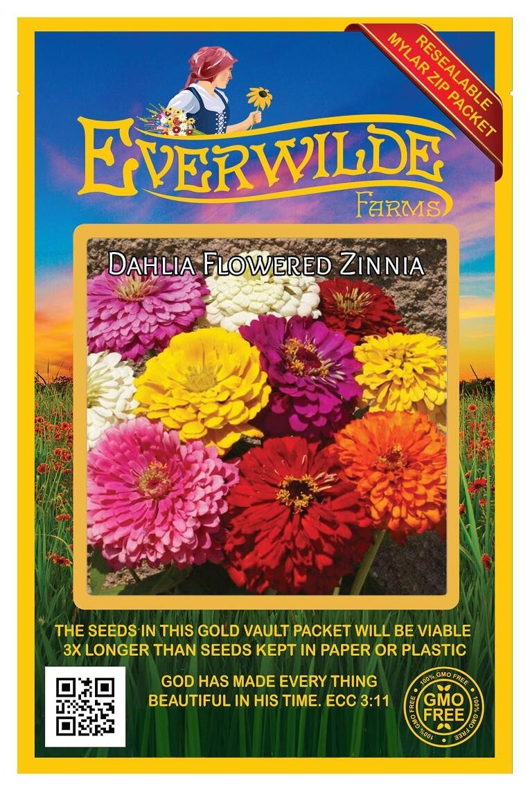 1 Oz Dahlia Flowered Mixed Zinnia Wildflower Seeds – Everwilde Farms Mylar