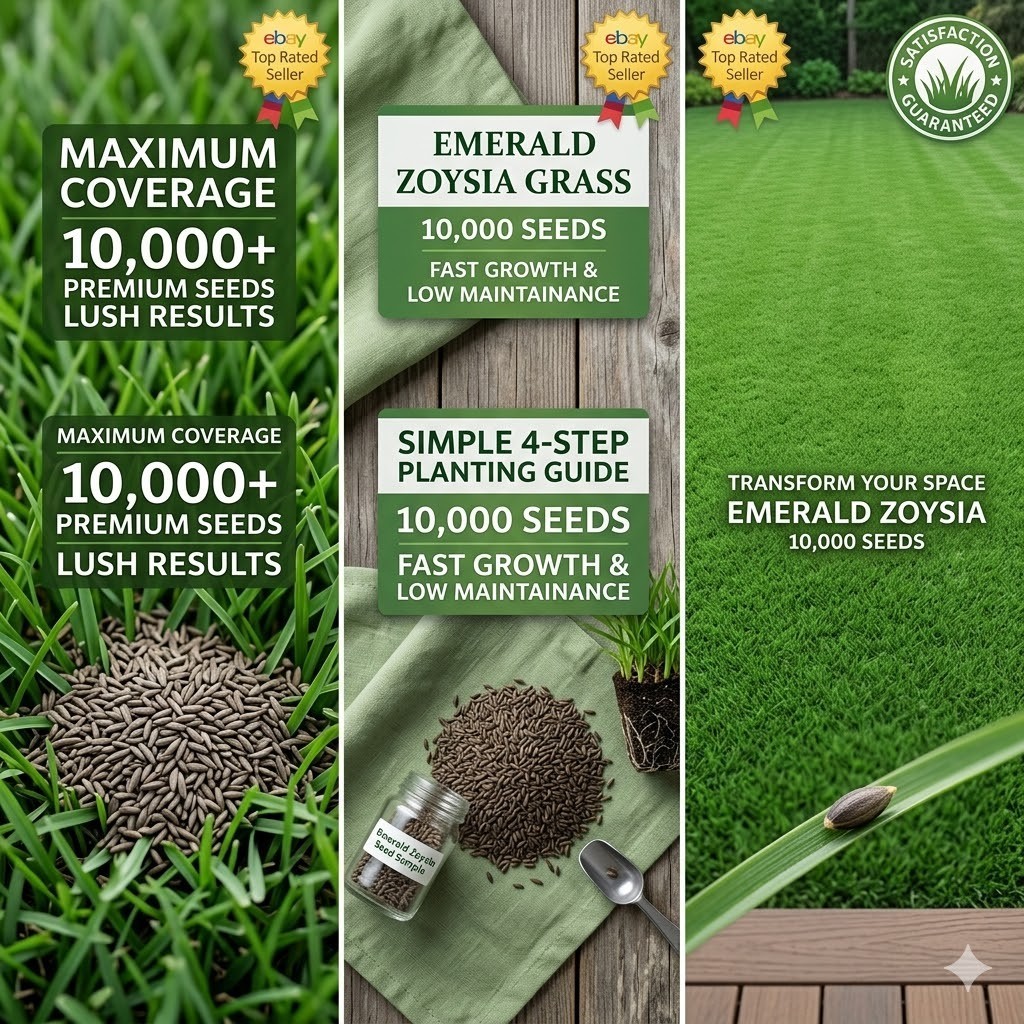 10,000 Emerald Zoysia Grass Seeds – Lawn Turf ~ Drought & Heat Tolerant
