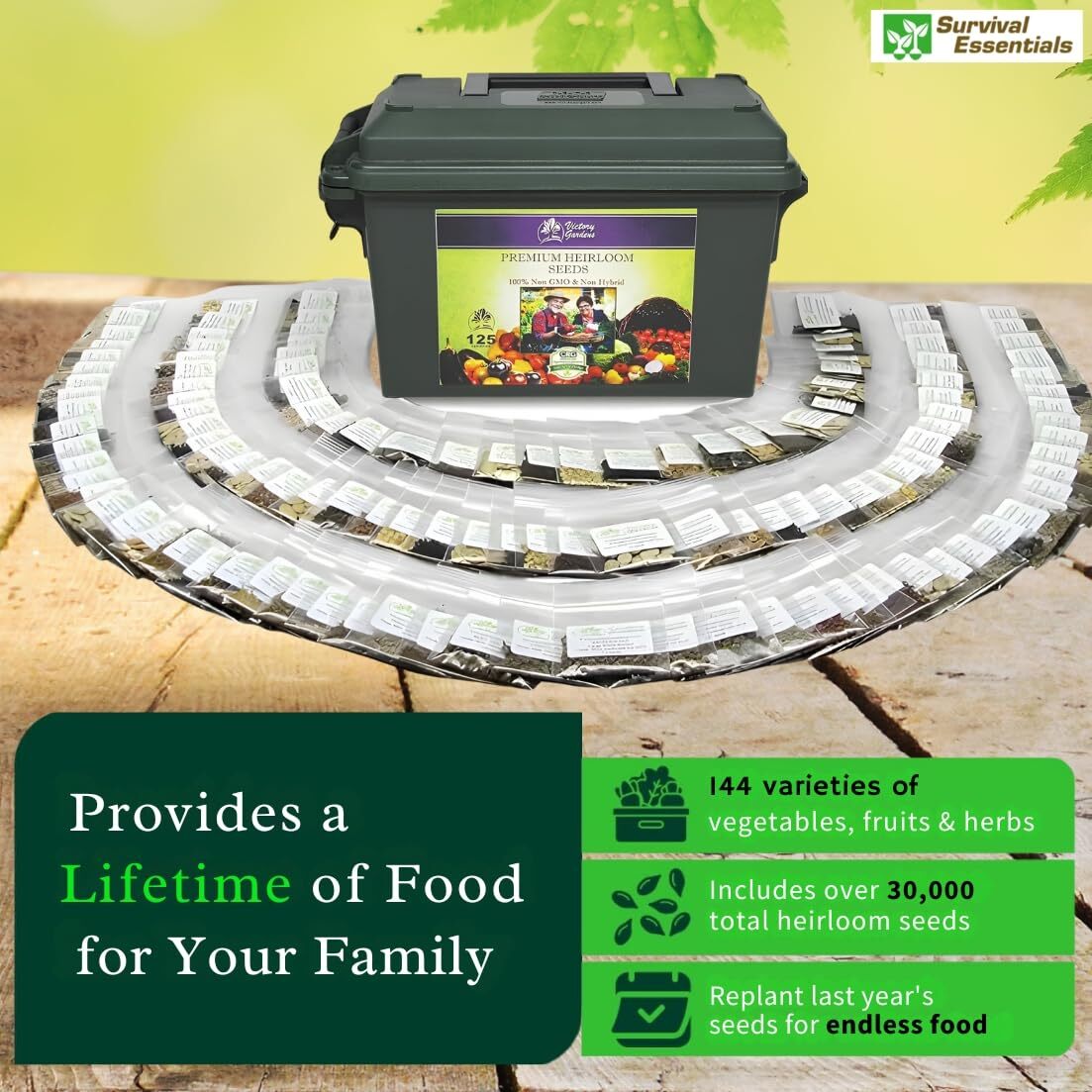 Garden Seeds Vegetable Variety Pack for Planting – Grow 125 Varieties of Heir…
