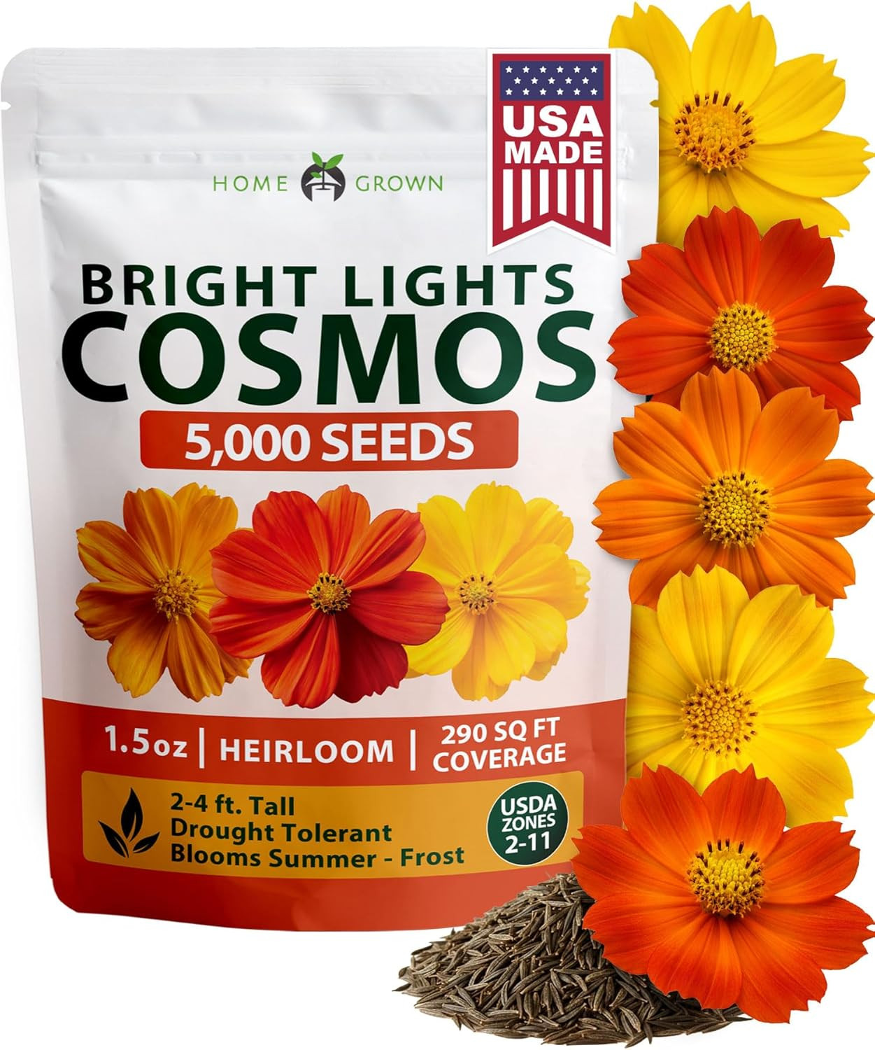 Cosmos Bright Lights Mix Seeds – 5000 Cosmos Sulphureus for Planting Spring 2026