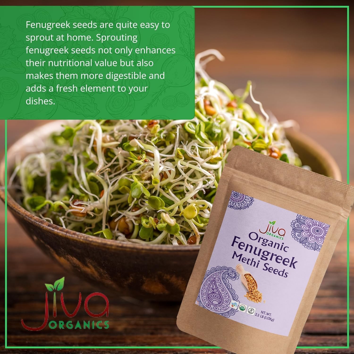Organic Fenugreek Seeds 2.5 LB Bulk – Non-GMO, Gluten Free, Whole Methi Seeds