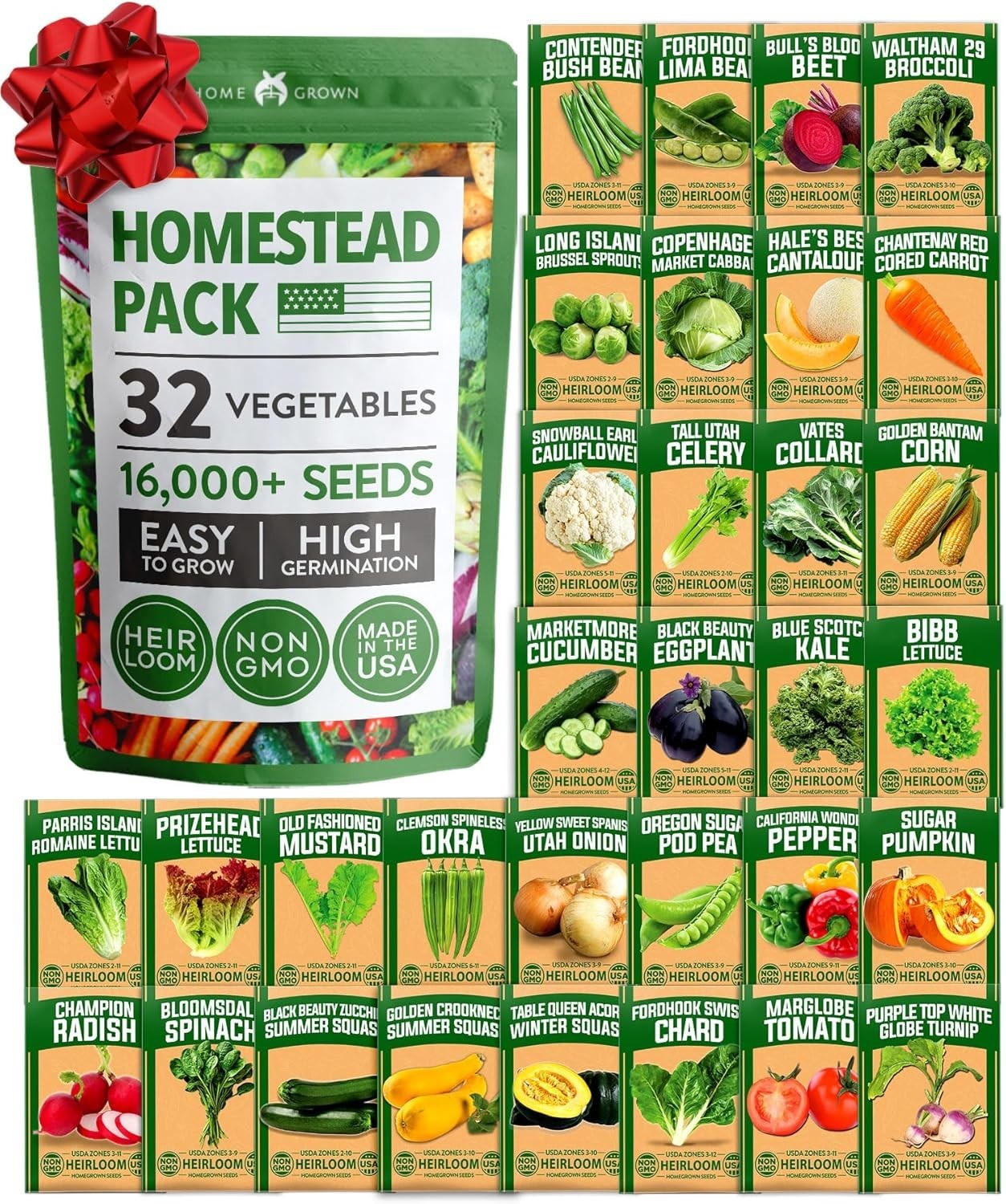 Vegetable Fruit Seeds Kit 32 Varieties Non-GMO Heirloom for Home Garden