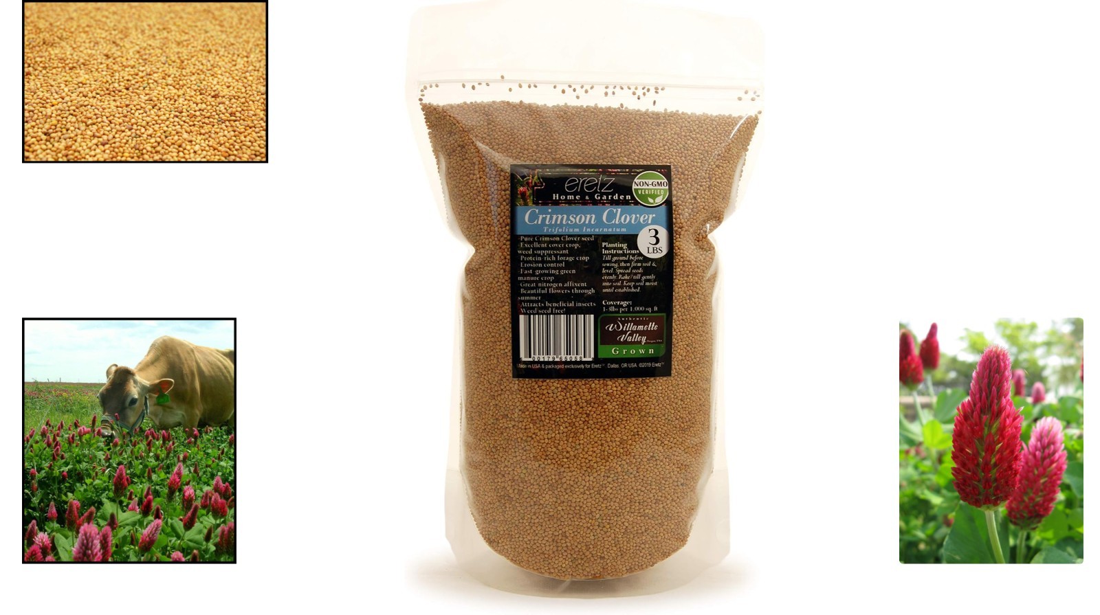 Crimson Clover Seed 3lb – Pure Non-GMO, Excellent for Pollinators & Soil Health
