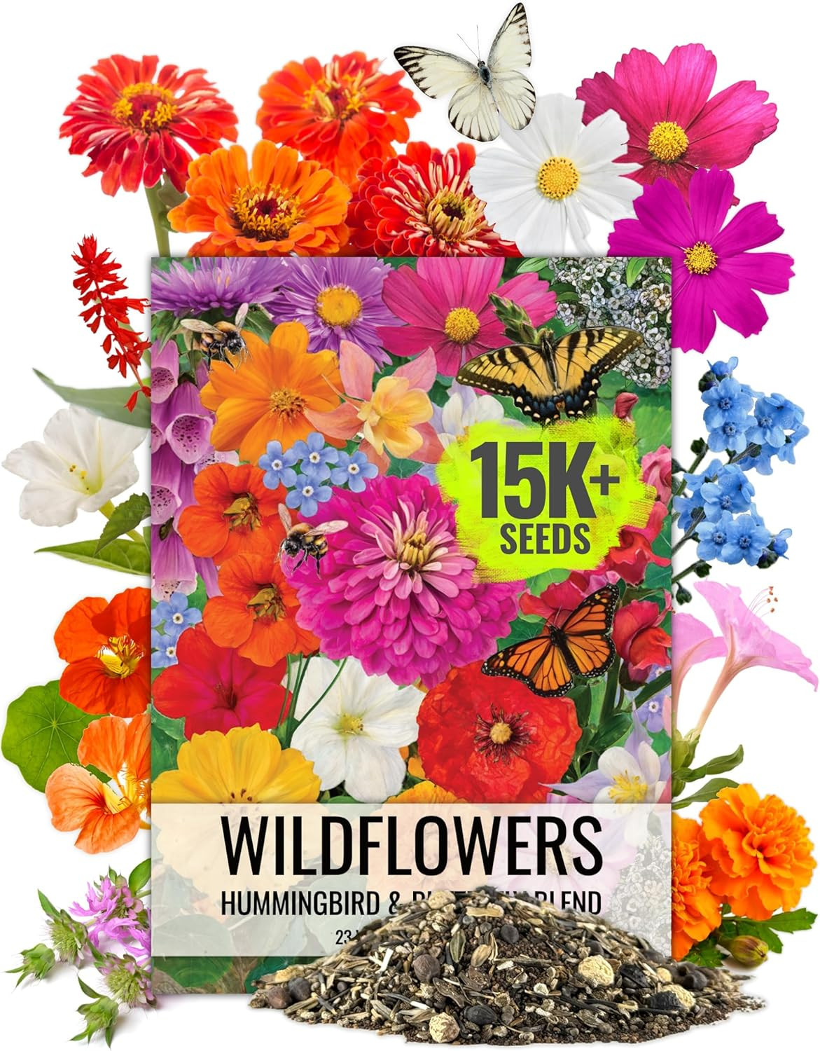 Flower Seeds Hummingbird and Butterfly Seed Mix 1 Ounce No Filler | 23 Varieties