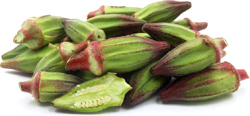 Red Okra Seeds – 25 Count Non-GMO Pack, Tall Red-Stemmed Plants with Green Pods