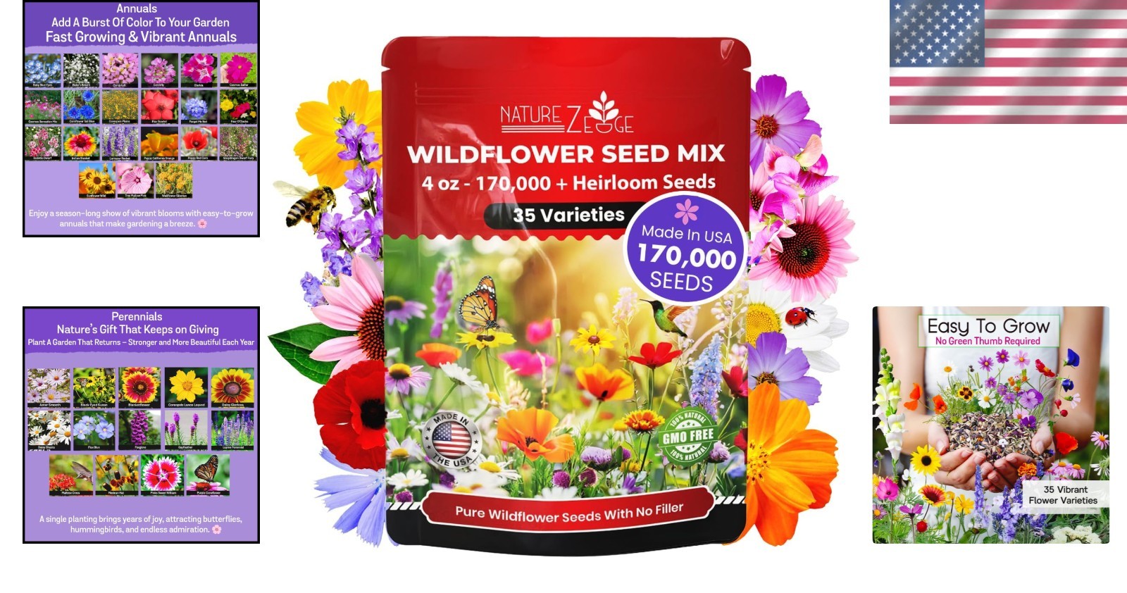 Pollinator-Friendly Wildflower Seed Mix – Gorgeous Blooms for Garden Lovers