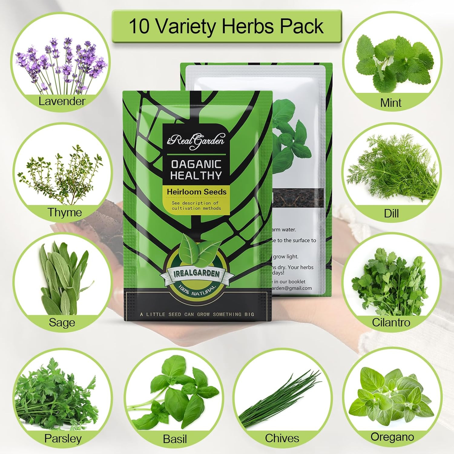 Indoor Herb Garden Kit – 10 Non-GMO Herb Seeds with Soil, Pots & Moisture Meter