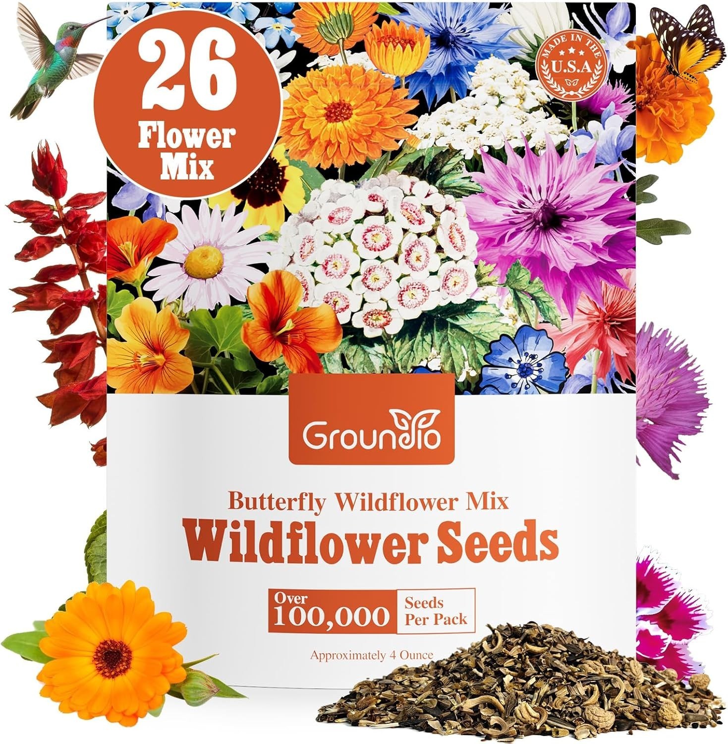 All Perennial Wildflower Seeds Bulk, 1/4 Lb, 100,000+ Seeds, 26 Variety Mix
