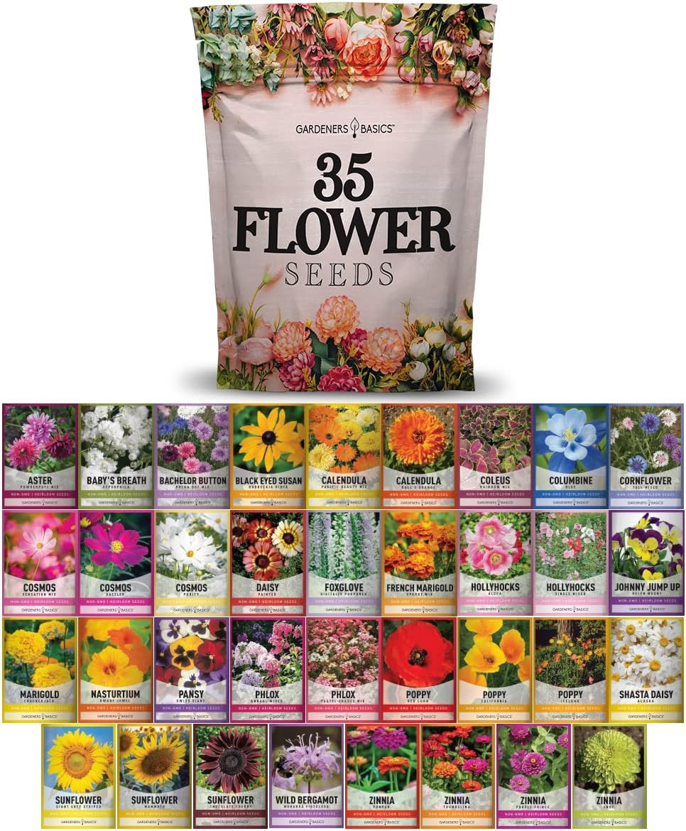 , Flower Seeds Packets for Planting 35 Individual Varieties Perennial, Annual, W