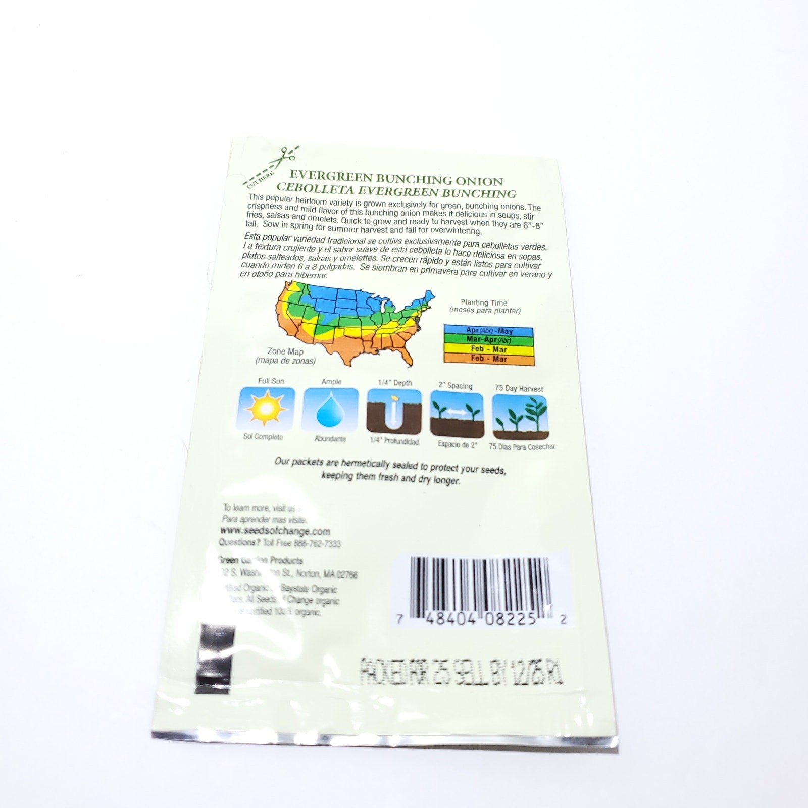 Seeds of Change Organic (2025) – 1 pk 600mg Evergreen Bunching Onions Garden