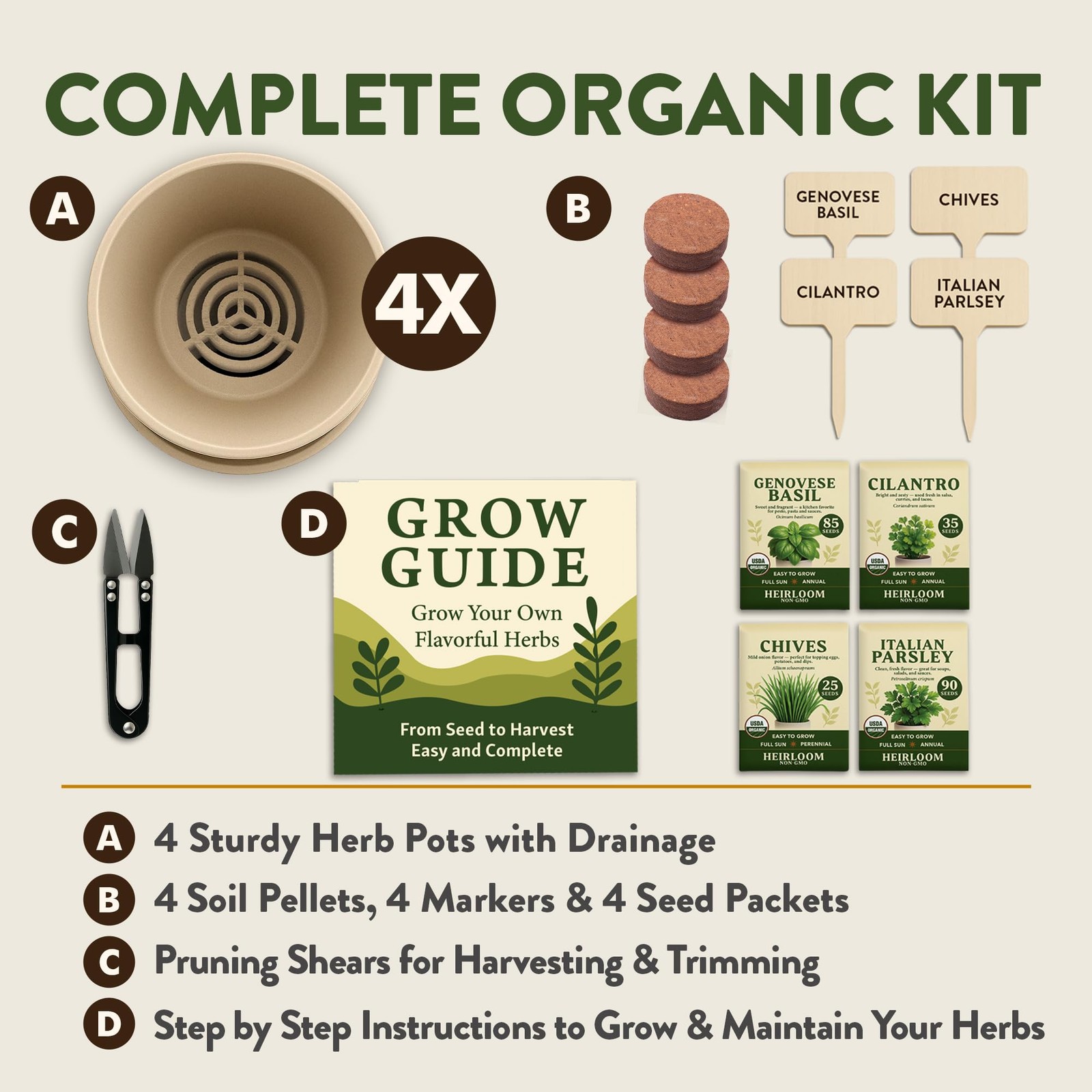 HOME GROWN Indoor Organic Herb Garden Kit, Unique Valentines Day Gift for Adu…