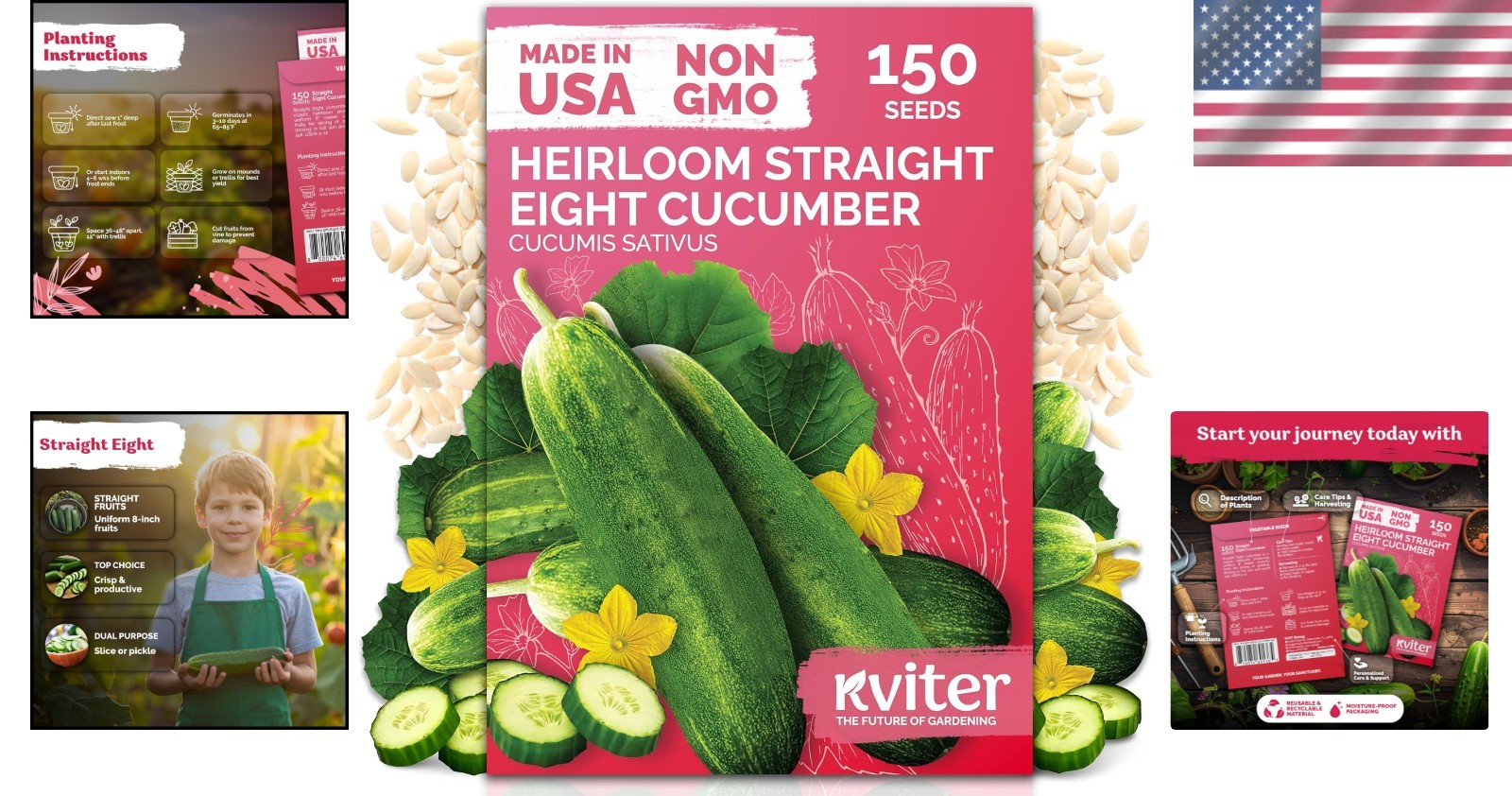 Organic Straight Eight Cucumber Seeds – Perfect for Slicing & Low Maintenance