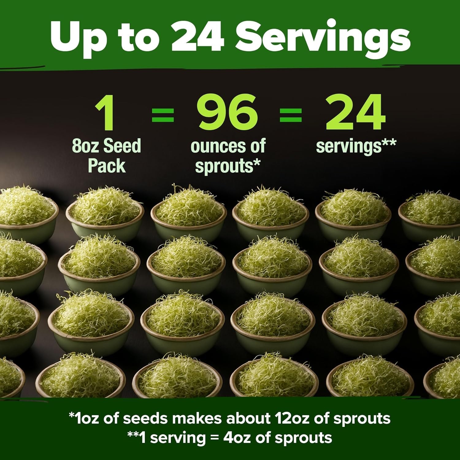 Healthy 8 oz Alfalfa Sprout Seeds, Low Maintenance for -Round Indoor Gardens